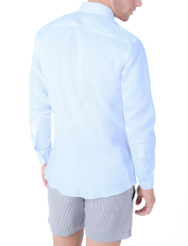 Pirogue Sky Blue Linen Shirt