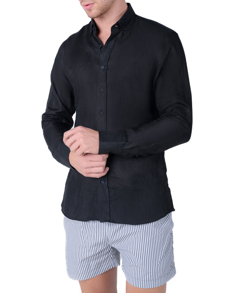Pirogue Black Linen Shirt