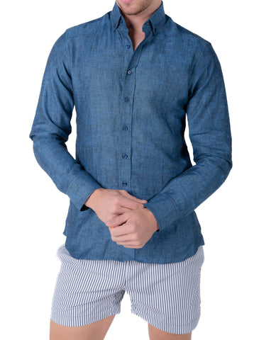 Pirogue Midnight Blue Linen Shirt